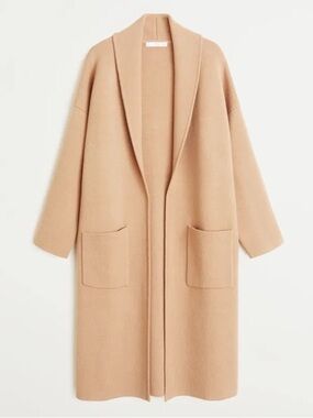 Zara Oversized Knit Cardigan Open Front Sweater Overcoat Size Small NEW NWT Tan